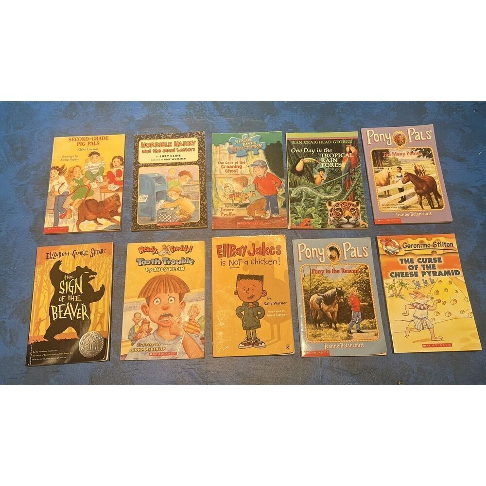 Lot 10 Kids Novels Random Books Pony Pals, Sign Of The Beaver, Tooth Trouble‎